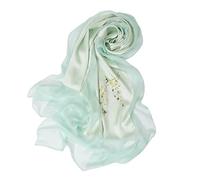 Scialli per capelli con fiori ricamati fatti a mano in seta 628 (Verde)