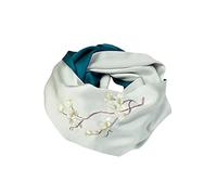 Scialli per capelli con fiori ricamati fatti a mano in seta a due piani 626 (Verde)