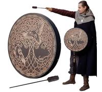 Sciamano Drum - tamburi sciamanici siberiani con il | Tamburo spirituale fatto a mano per viaggi sciamanici, terapia del suono, suono, decorazione e rituali spirituali