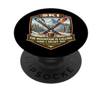 Sciare la montagna chiama e devo andare dopo il caffè sciatore PopSockets PopGrip Adesivo