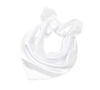 Sciarpa a collo quadrato da 23,6" Fazzoletto in raso Fascia per capelli Tinta unita avvolge la testa per le donne (bianco)