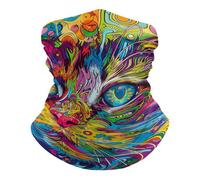 Sciarpa a Mezza Faccia A Psychedelic Cat Multiuso Decorazione facciale Durevole Cerchietto per Capelli per Uomo Motocicletta 26X30cm