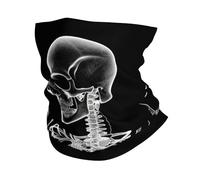 Sciarpa A Mezza Faccia Abstract X-Ray Skull Skeleton Playing Guitar Multiuso Scaldacollo Traspirante Ghetta Da Collo Per Ciclismo Snowboard 25X50 Cm