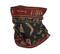 Sciarpa A Mezza Faccia Ancient Egyptian Hieroglyphs Symbols Black And Red Gold Multifunzione Scaldacollo Tubolare Multiuso Copricapo A Mezza Faccia Per Yoga Ciclismo 25X50 Cm
