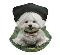 Sciarpa A Mezza Faccia Bichon Frise Dog On The Grass Scaldacollo Scaldacollo Tubolare Passamontagna Per Escursionismo Outdoor Attività 25X50 Cm