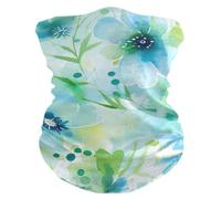Sciarpa a Mezza Faccia Blue Green Watercolor Flower Antivento Protezione del Viso Sportiva Bandana per attività Arrampicata 26X30cm