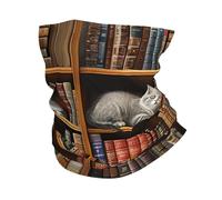 Sciarpa A Mezza Faccia Books And Cats Vintage Bookshelf Cute White Multifunzione Ghetta Da Collo Multiuso Scaldacollo Per Outdoor Attività Escursionismo 25X50 Cm