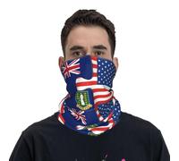 Sciarpa A Mezza Faccia British Virgin Islands And American Flag Usa Scaldacollo Multiuso Scaldacollo Tubolare Per Ciclismo Escursionismo Yoga 25X50 CM