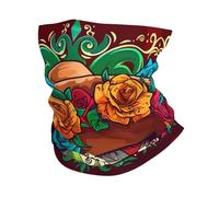 Sciarpa a Mezza Faccia Day of The Dead Mexican Sugar Skull Roses Protezione UV Scaldacollo Multiuso Cerchietto per Capelli per Adulto Pesca 26X30cm