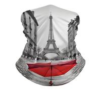 Sciarpa a Mezza Faccia Eiffel Tower Paris Red Umbrella Stampato Ghetta da Collo Lavabile Bandana per attività Pesca 26X30cm