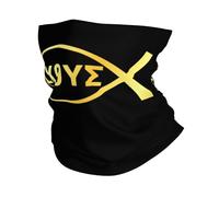 Sciarpa A Mezza Faccia Ichthys Jesus Christ Gold Scaldacollo Tubolare Protezione Uv Copricapo A Mezza Faccia Per Ciclismo Snowboard Outdoor Attività 25X50 Cm