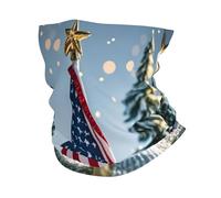 Sciarpa A Mezza Faccia Merry Christmas America Flag In The Snow Sciarpa A Tubo Traspirante Copricapo A Mezza Faccia Per Escursionismo Outdoor Attività Ciclismo 25X50 CM