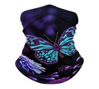Sciarpa a Mezza Faccia Purple Butterfly And Flowers Elastico Protezione del Viso Multiuso Cerchietto per Capelli per Motocicletta Sports 26X30cm