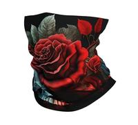Sciarpa A Mezza Faccia Skull And Roses Flower Red Art Dark Protezione Uv Ghetta Da Collo Traspirante Copricapo A Mezza Faccia Per Escursionismo Yoga Outdoor Attività 25X50 Cm