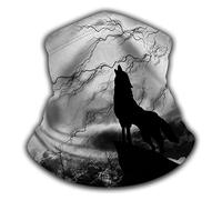 Sciarpa A Mezza Faccia Wolf Howling Thunderstorm Full Moon White Light-Ning Black Passamontagna Ghetta Da Collo Scaldacollo Per Snowboard Outdoor Attività 25X50 Cm