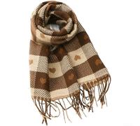 Sciarpa a quadri da donna con frangia, scialle invernale morbida e calda simile al cashmere, motivo a quadri d'amore, stola per viaggi e uso quotidiano, alla moda marrone, nero rosa (marrone)