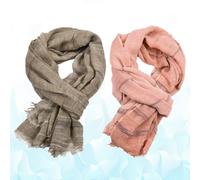Sciarpa a righe 2 pezzi Moda Donna Uomo Scialle in cotone e lino Sciarpa da