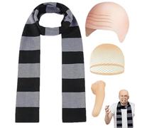 Sciarpa A Righe Set Di Vestiero Di Halloween: Elegante Sciarpa, Cappello E Guanti Con Strisce Nere E Arancione | Per Feste Halloween, Cosplay E Trucco O Trattato, Costume