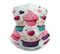 Sciarpa a Tubo Cupcake Candy Hearts Sweet Traspirante Decorazione facciale Protezione UV Fascia per Capelli per Estivo Adulto 26X30cm