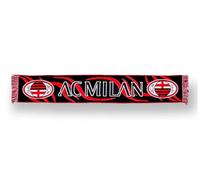 Sciarpa AC Milan Ufficiale Jacquard Rosso/Nero 100% Acrilico con fiamme, scritta AC MILAN, stemmi e frange