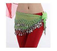 sciarpa ai glutei con foglie luminose, Sciarpa da danza del ventre in chiffon da donna con pezzi multicolore(Gree)