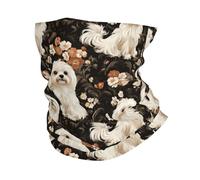 Sciarpa al Collo Cute Maltese Dogs Flower Retro Multiuso Sciarpa A Mezza Faccia Lavabile Ghetta per Campeggio Outdoor Arrampicata