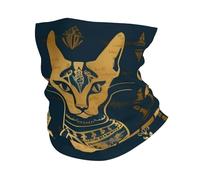 Sciarpa al Collo Egyptian Cat Ancient Mythology Gold Blue Durevole Sciarpa A Tubo Antivento Decorazione Facciale per Yoga Pesca Uomo