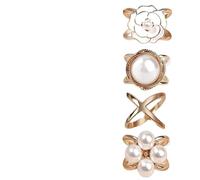 Sciarpa Anello Clip Set di clip for sciarpa con perle dorate 4 pezzi - Nodo angolare e anello multifunzionali in metallo, for un fissaggio sicuro affidabile Per le donne