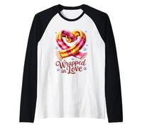Sciarpa Avvolgente con Scritta Wrapped in Love Maglia con Maniche Raglan
