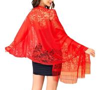 Sciarpa avvolgente da donna alla moda, scialle per tutte le stagioni, decorativa, morbida, per valorizzare il vestito alla moda, Rosso, Taglia unica