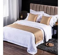 Sciarpa Bed Runner Tinta Unita A Forma Speciale Trapuntata Ad Alta Precisione Goffratura Bed Runner Home Bedding Sciarpa Copriletti Copriletto Protezione Coprilet, Gold, 50x240cm (for 1.8m Bed)