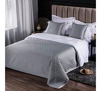 Sciarpa Bed Runner Tinta Unita A Forma Speciale Trapuntata Ad Alta Precisione Goffratura Bed Runner Home Bedding Sciarpa Copriletti Copriletto Protezione Coprilet, Grey, 130x210cm (for 1.5m Bed)