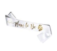 Sciarpa Bianca "Mum to Be" per Baby Shower (Bianco e Oro)