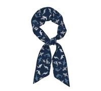 Sciarpa blu della testa di squalo del fumetto per le donne sciarpe dei capelli accessori leggero di moda avvolgere il collo di seta Foulard