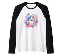 Sciarpa Blu Grafica con Ritratto Invernale per Amanti degli Animali Maglia con Maniche Raglan