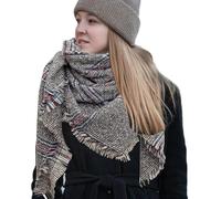 Sciarpa calda a quadri, sciarpa triangolare invernale,Sciarpe con pompon scialle invernali per donne | Accessorio invernale comodo stile casual per tappeti da picnic, coperta, sciarpa, 4, Se référer