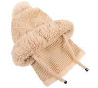 Sciarpa calda con cappuccio da donna con maschera per il viso, berretto