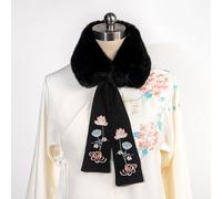 Sciarpa Calda Con Collo In Pelliccia Sintetica Ricamata E Morbida Per Donne