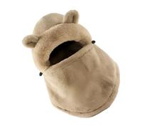 Sciarpa con cappuccio in pile - Animali dei cartoni animati in peluche, funzione scaldaorecchie integrata, protezione per il collo dal freddo, abbigliamento da sci e snowboard, taglia beige, cachi