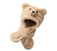 Sciarpa con cappuccio unisex per bambini, calda e morbida, con orso, comoda da indossare per le avventure del freddo, cachi, Taglia unica