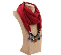 Sciarpa con Ciondolo in Cotone e Lino da Donna - Accessorio Versatile per Il Tempo Libero e i Viaggi(12 Wine Red)