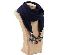 Sciarpa con Ciondolo in Cotone e Lino da Donna - Accessorio Versatile per Il Tempo Libero e i Viaggi(19 Navy)