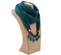 Sciarpa con Ciondolo in Cotone e Lino da Donna - Accessorio Versatile per Il Tempo Libero e i Viaggi(6 Blue Green)