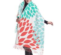 Sciarpa con frange in cashmere, decorazione per la casa, color verde acqua, corallo, schiuma di mare, dalia, autunno e inverno, sciarpe in seta - accessorio di moda