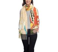 Sciarpa con nappe con stampa di farfalle bianche viola per autunno inverno moda - scialle leggero con frange per donne, sciarpe calde e traspiranti, Isola di Cuba, Taglia unica