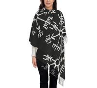 Sciarpa Con Nappe E Bussola Nordica, Scialle Casual In Poliestere Con Logo Degli Dei Vichinghi, Alla Moda E Versatile, Abbigliamento Caldo Da Donna Per Tutti I Giorni