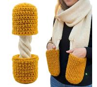 Sciarpa con tasche per le mani | Sciarpa in maglia a tema formaggio | Sciarpe invernali lunghe per il collo, per le donne, per le escursioni all'aria aperta, per gli amici, per gli amanti del cibo