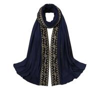 Sciarpa da collo in tessuto morbido, scialle da donna, delicata sulla pelle, confortevole per pelli sensibili, comoda per lungo tempo, sciarpa multifunzione, blu navy, Taglia unica