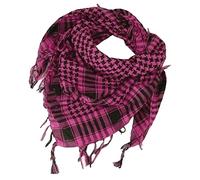 Sciarpa da deserto con stampa a quadri in cotone e lino, nappe, rosso rosa, sciarpa spessa per il collo, ideale per attività all'aperto.