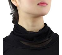 Sciarpa da donna 100% seta di gelso tinta unita Infinity Loop Sciarpa scaldacollo collare finto (nero)